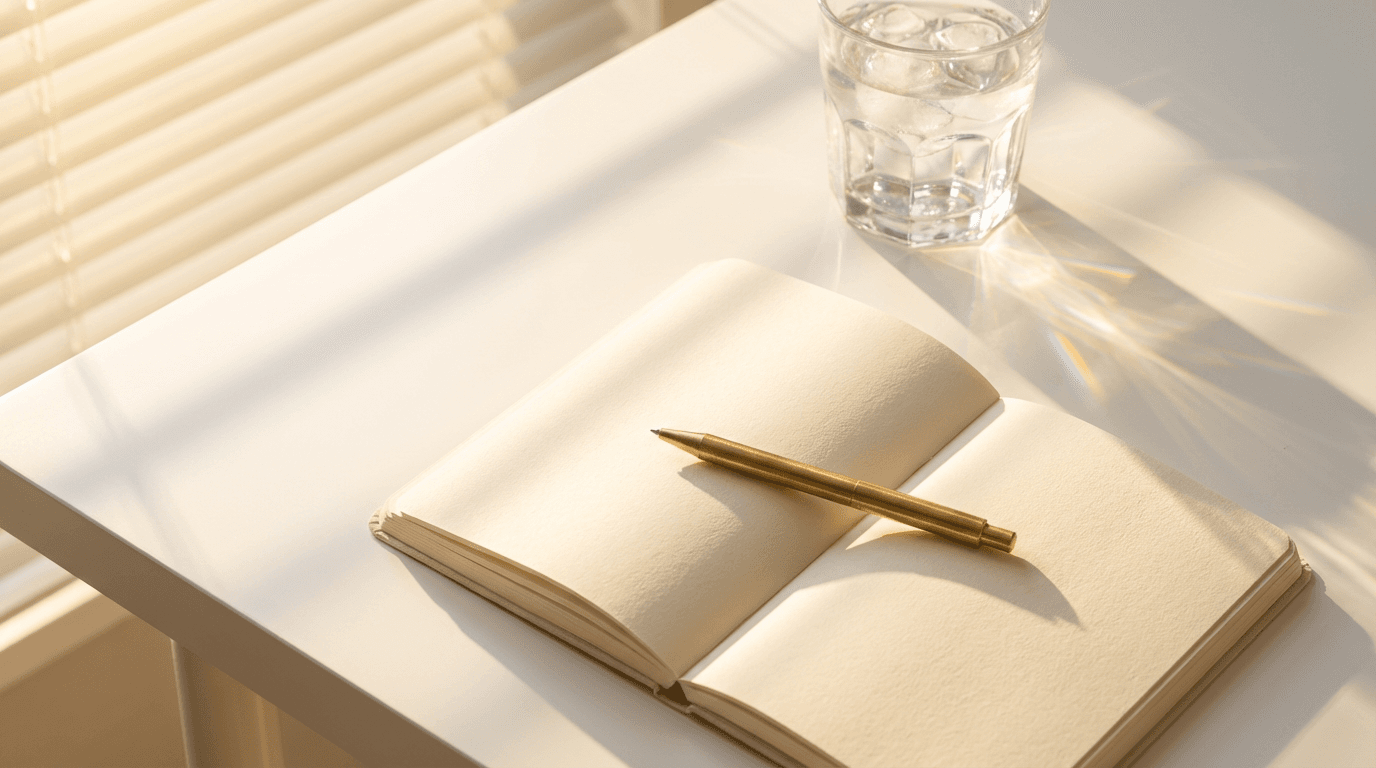 A close-up of a handwritten career roadmap in a planner with a pen resting on the page